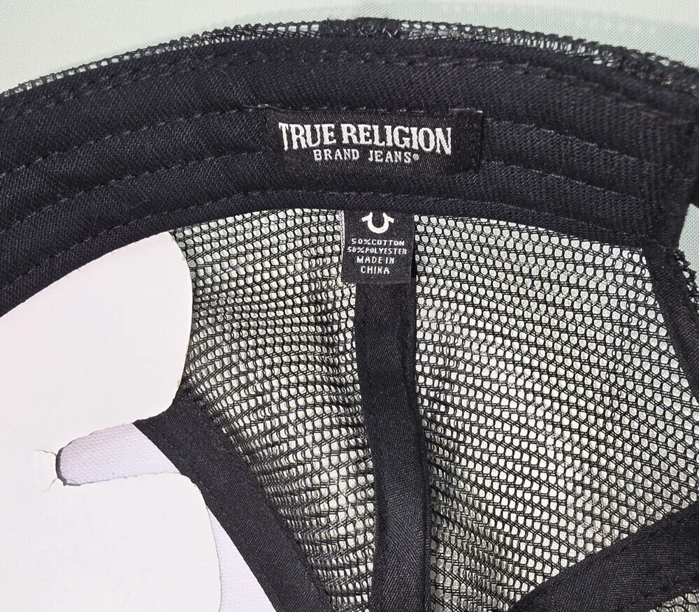 True Religion Men's Trucker Hat White/Black Snapback Cap One size NWOT sku 203